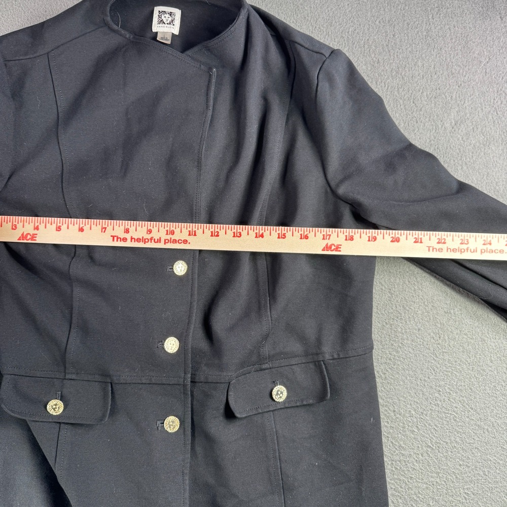 Anne Klein Jacket Women L‎ Gold Buttons Pockets Coat Military Style Goth Street - Picture 4 of 9